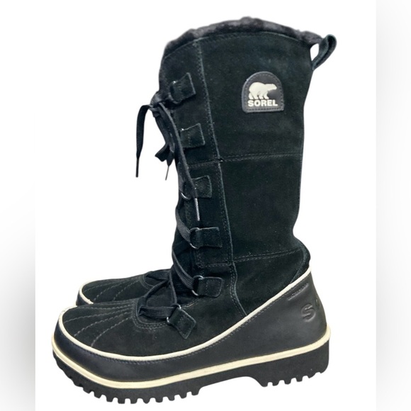 Sorel Joan of Arctic Tall Black Suede Waterproof Winter Snow Boots Womens Size 8 - Picture 3 of 10